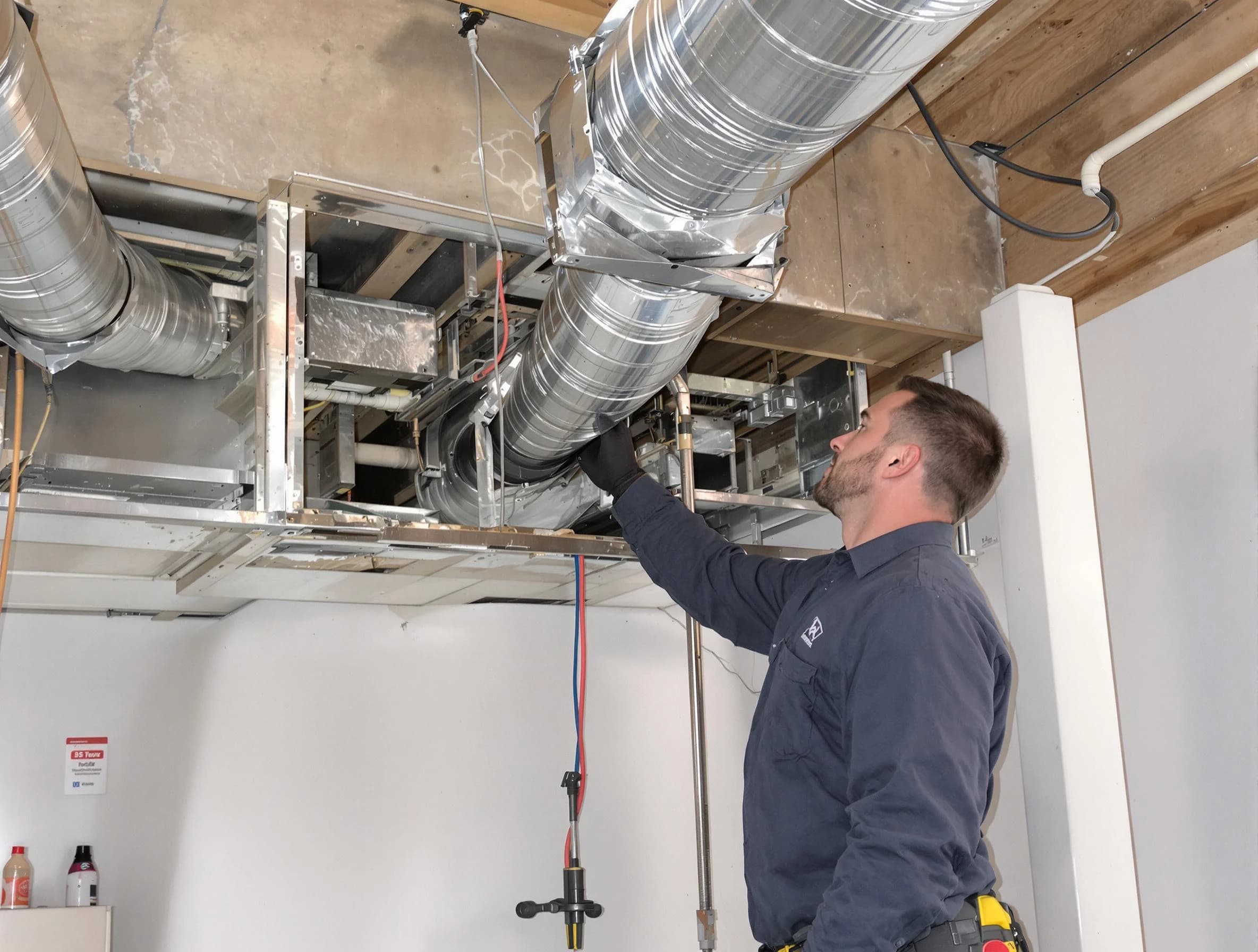 Del City Air Duct Cleaning technician performing professional air duct repair using specialized tools in Del City