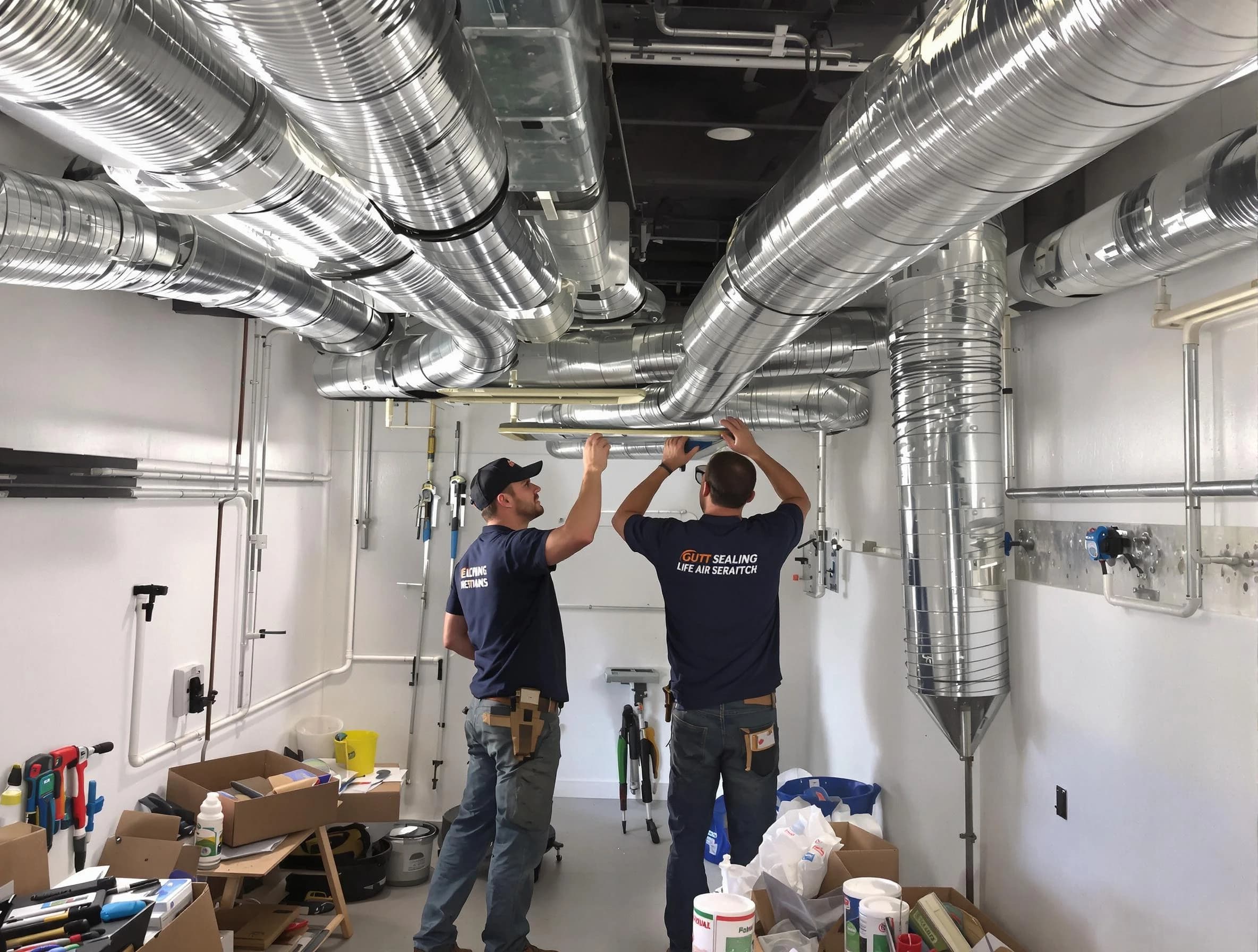 Del City Air Duct Cleaning technician applying professional duct sealing solutions in Del City