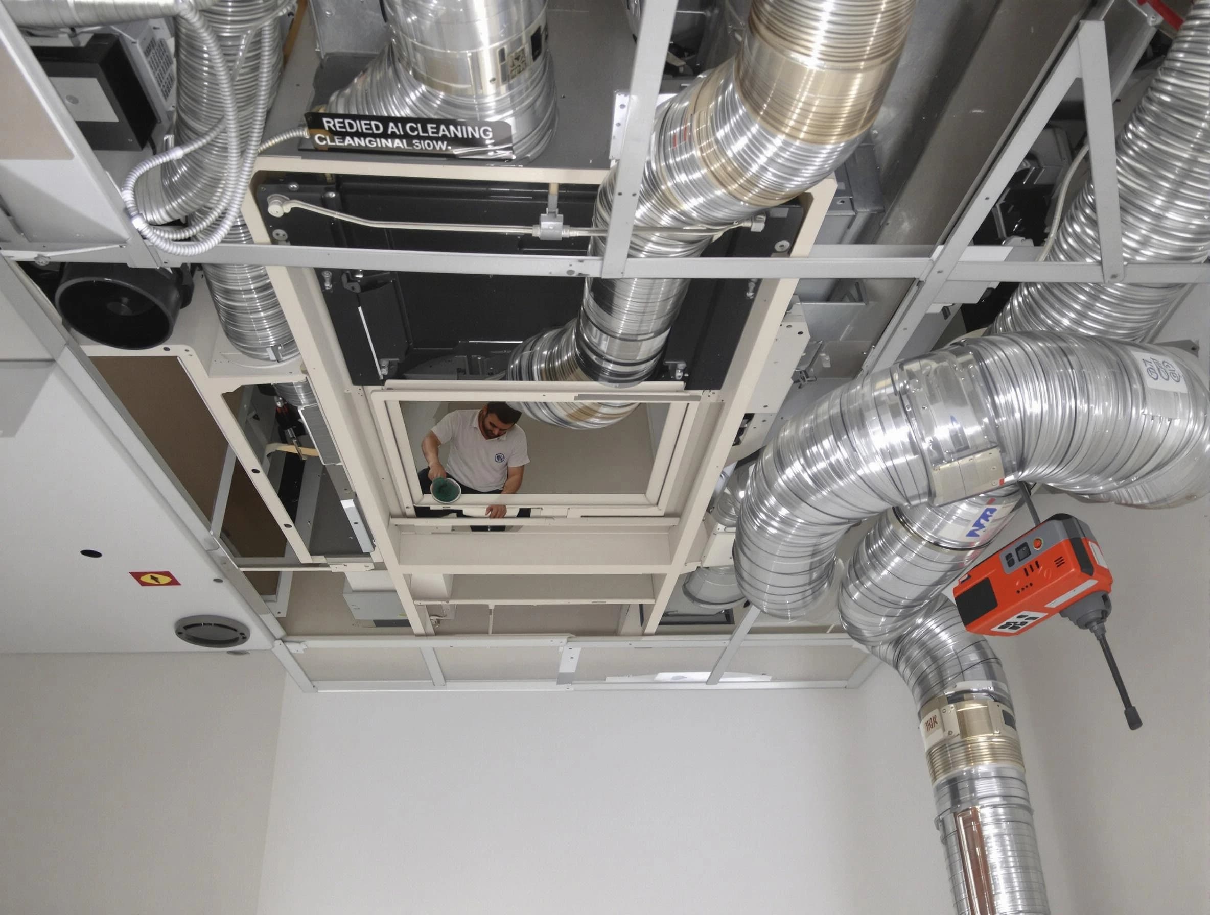 Del City Air Duct Cleaning technician performing detailed central duct system cleaning in Del City