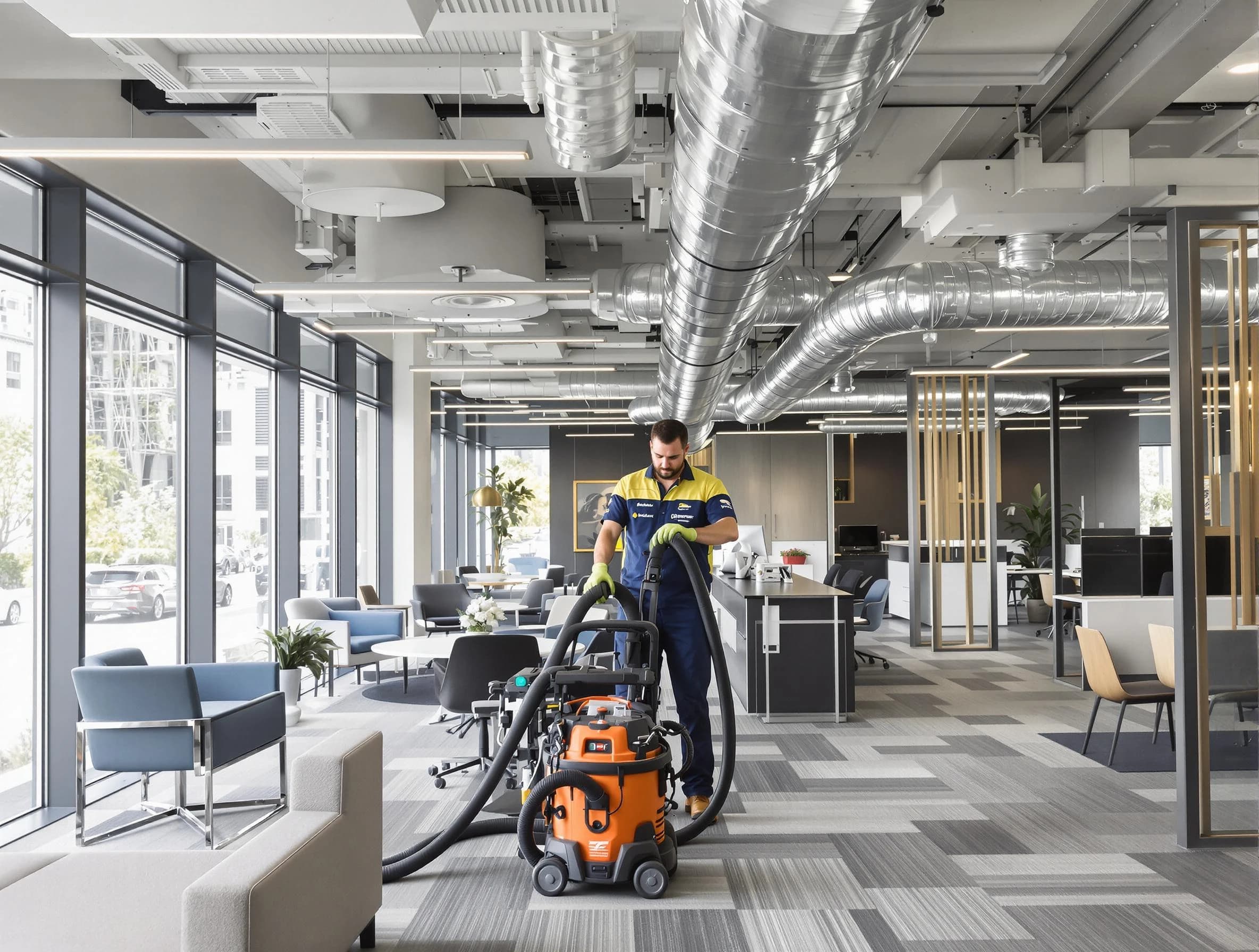 Del City Air Duct Cleaning team performing thorough commercial duct cleaning at a Del City business center