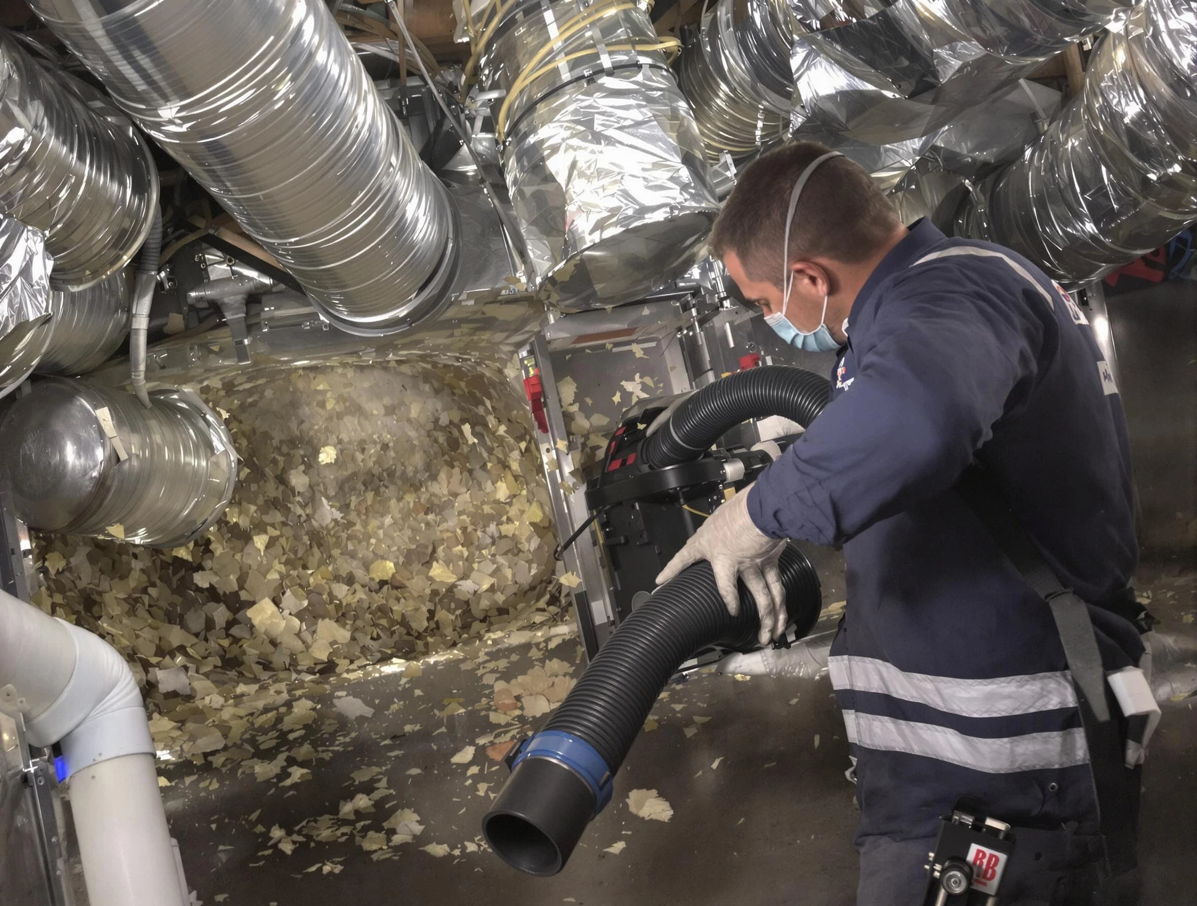 Del City Air Duct Cleaning specialist operating negative pressure cleaning equipment for thorough duct maintenance in Del City