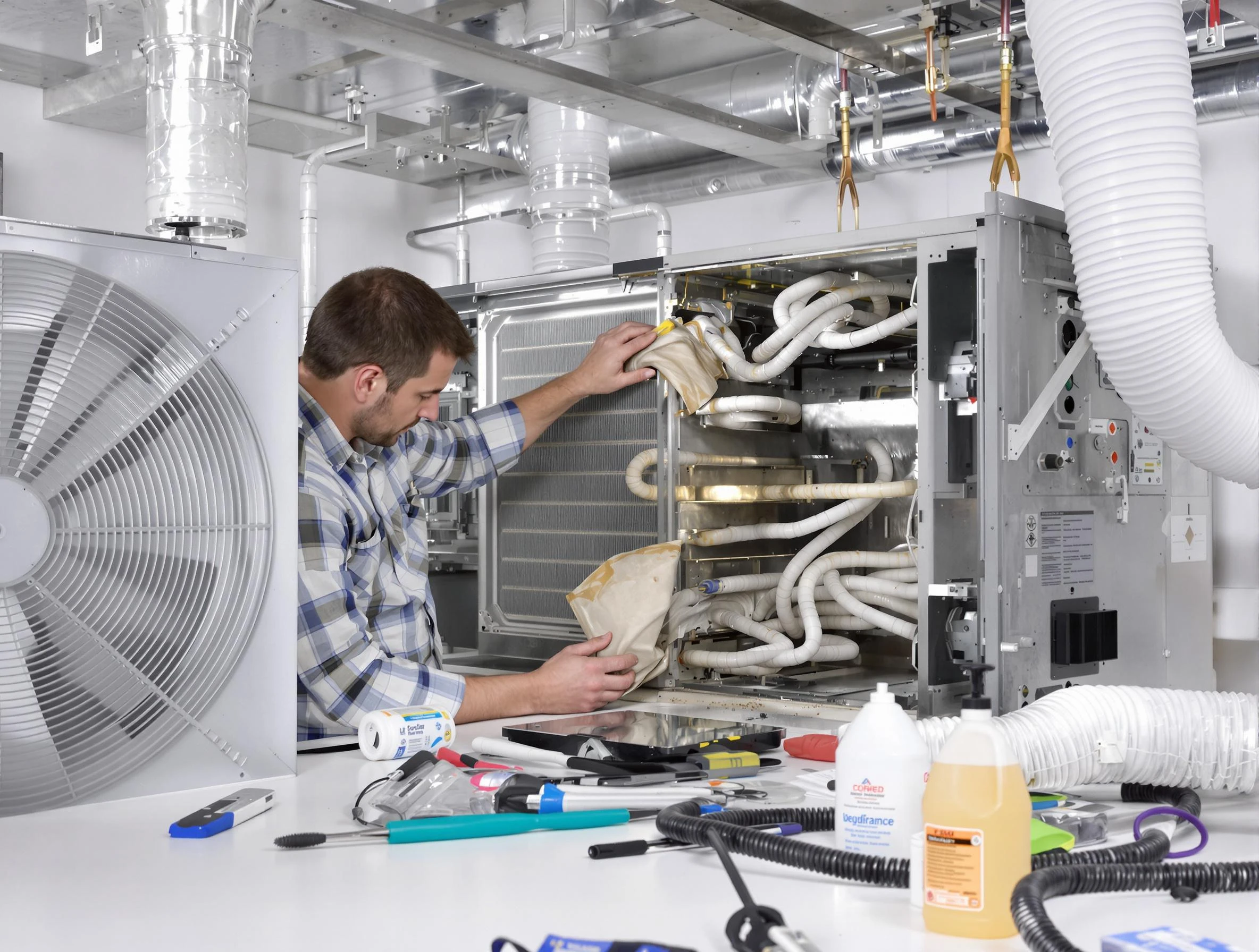 Del City Air Duct Cleaning specialist performing precision AC coil cleaning in Del City