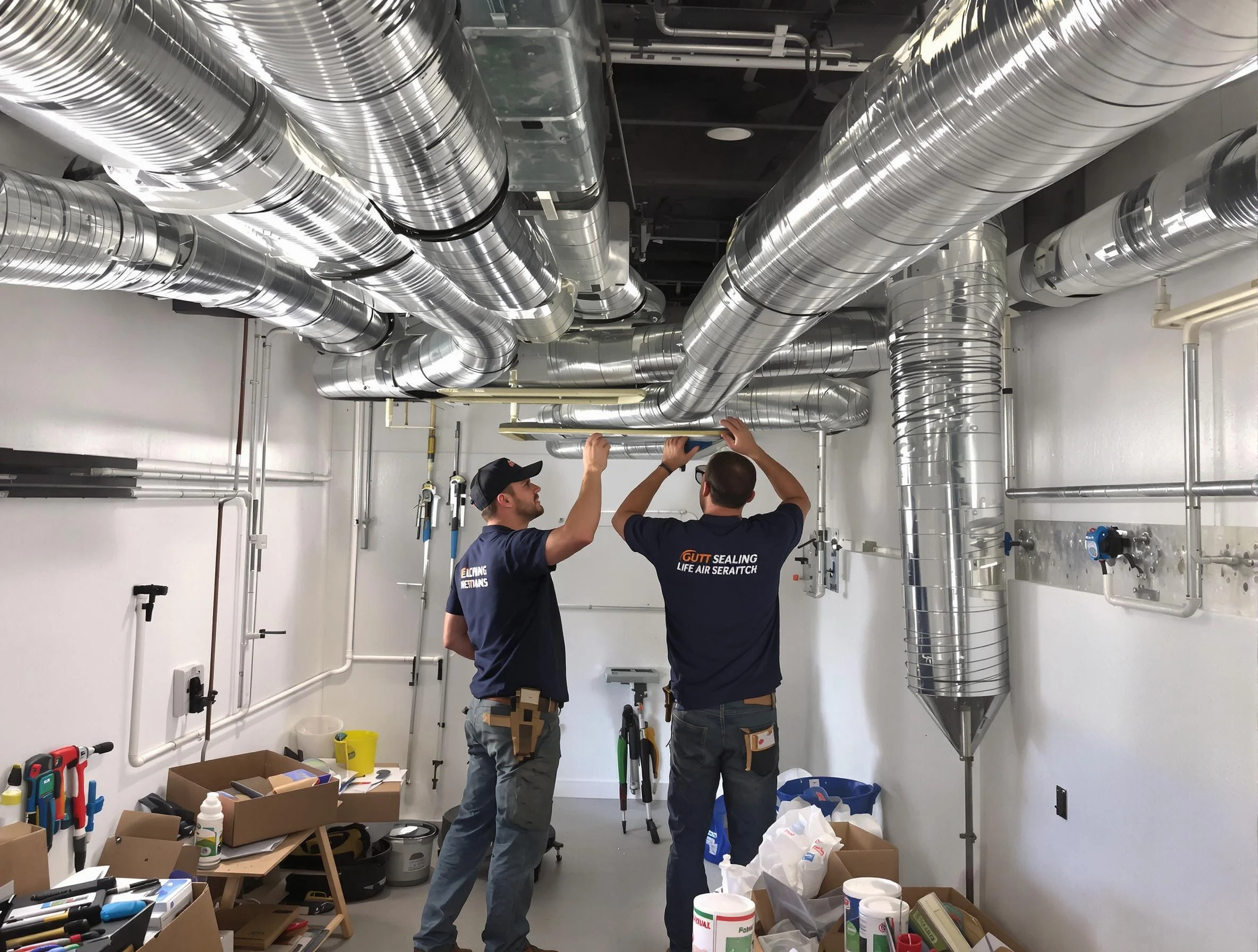 Del City Air Duct Cleaning technician applying professional duct sealing solutions in Del City