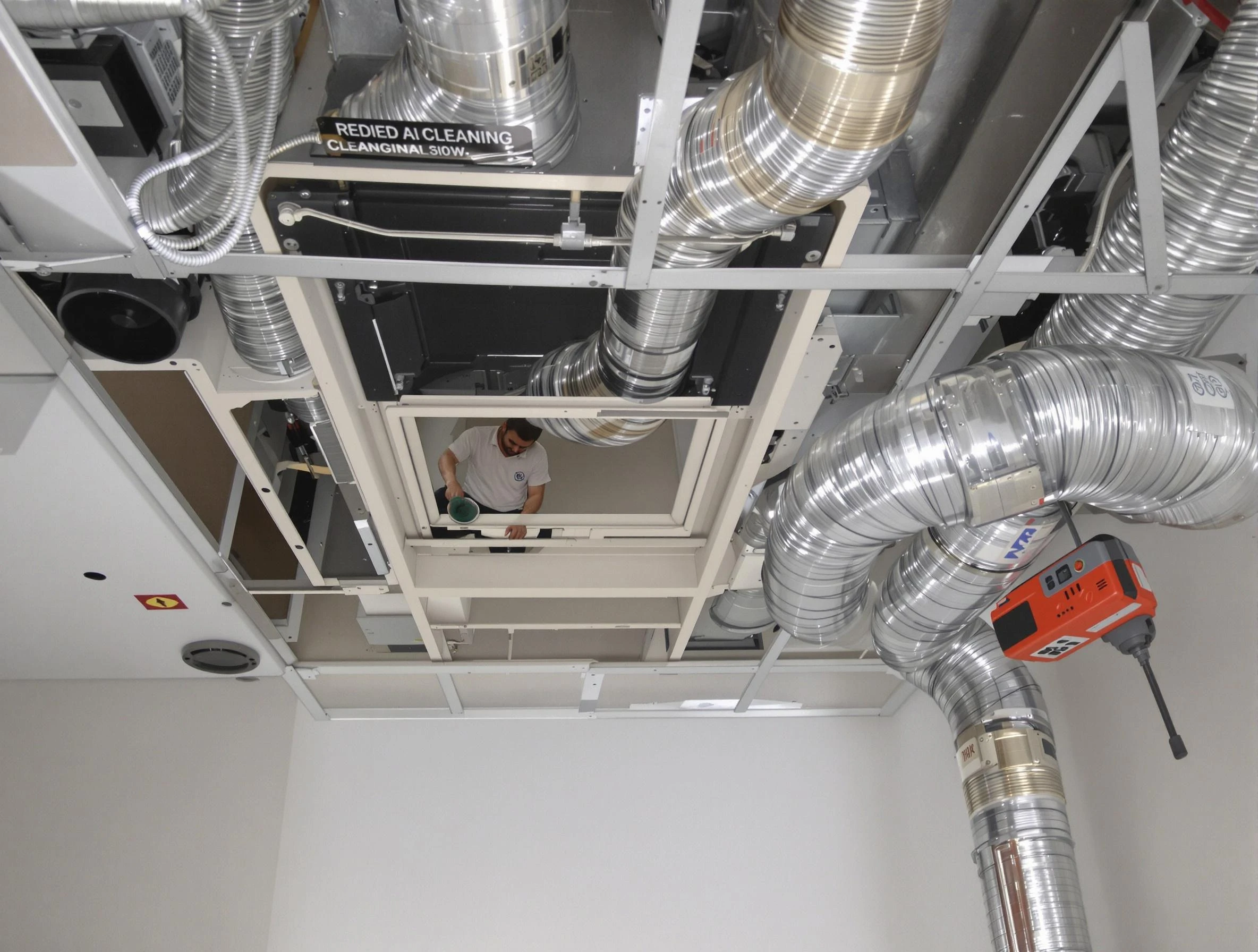 Del City Air Duct Cleaning technician performing detailed central duct system cleaning in Del City